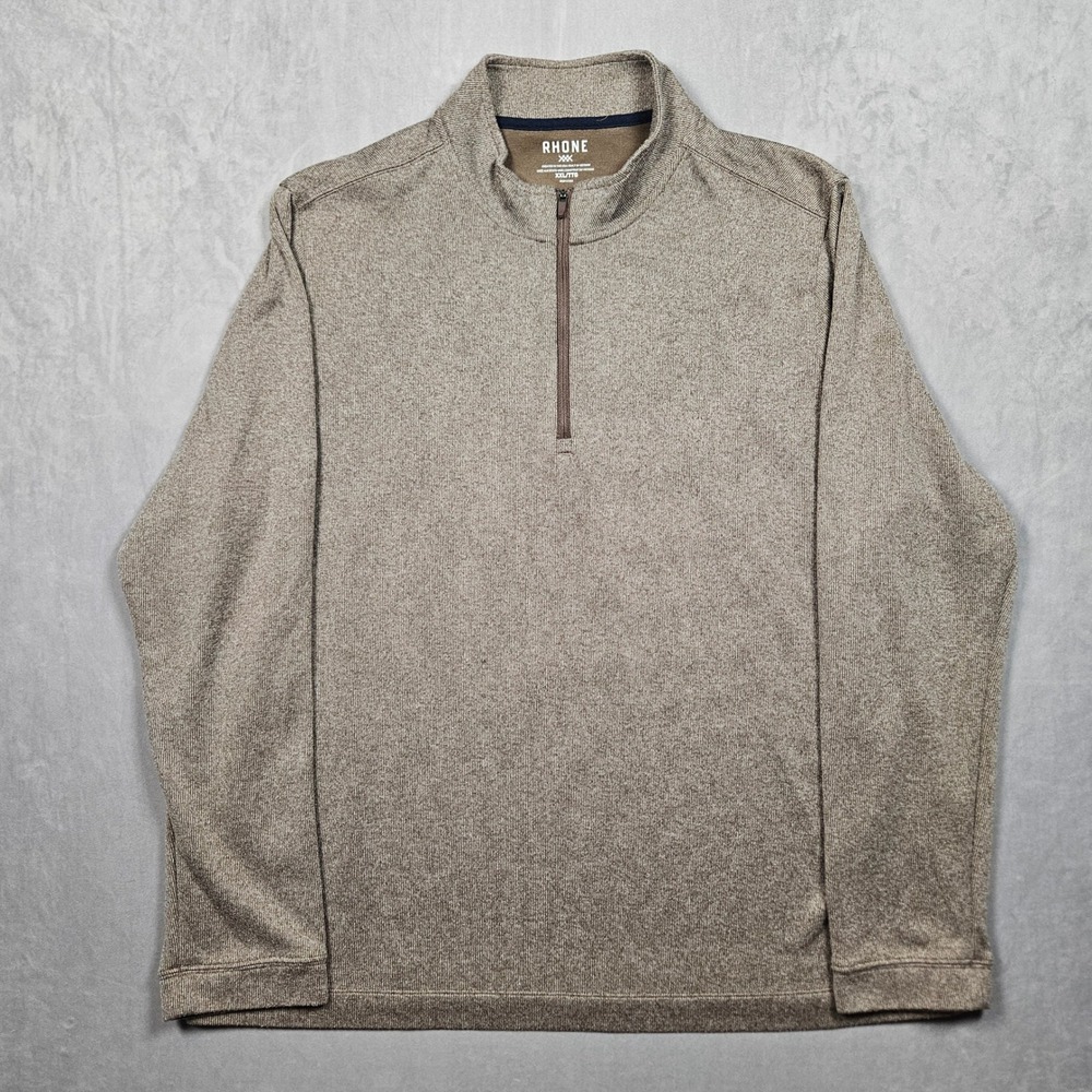 Rhone Commuter 1/4 Zip Sweater Mens XXL Brown Marled Knit Sweatshirt Preppy Golf